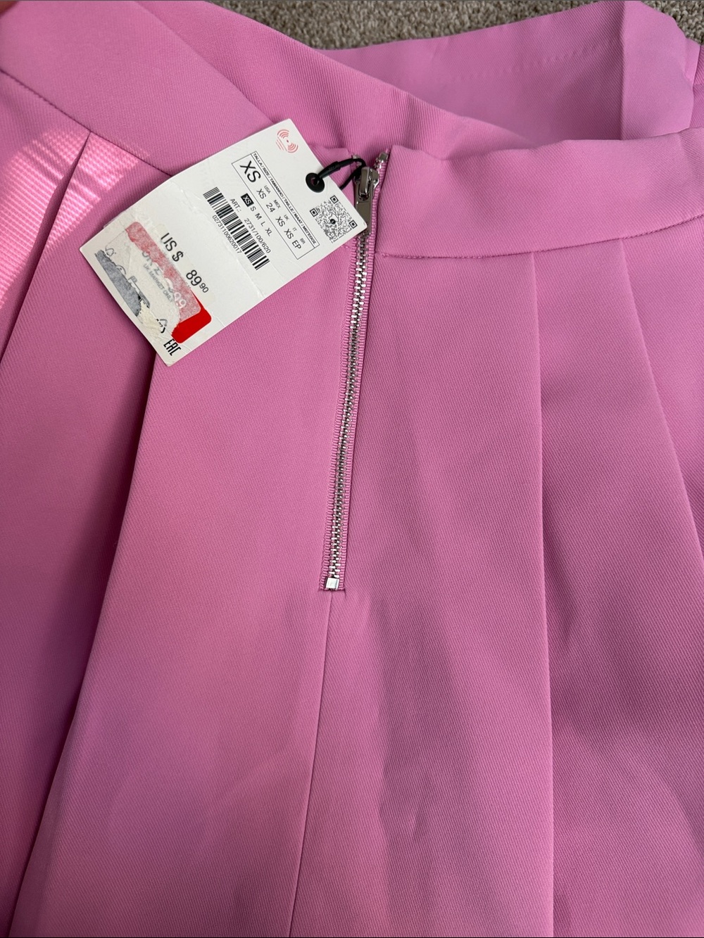 ZARA Pink A-Line Pleated Skirt